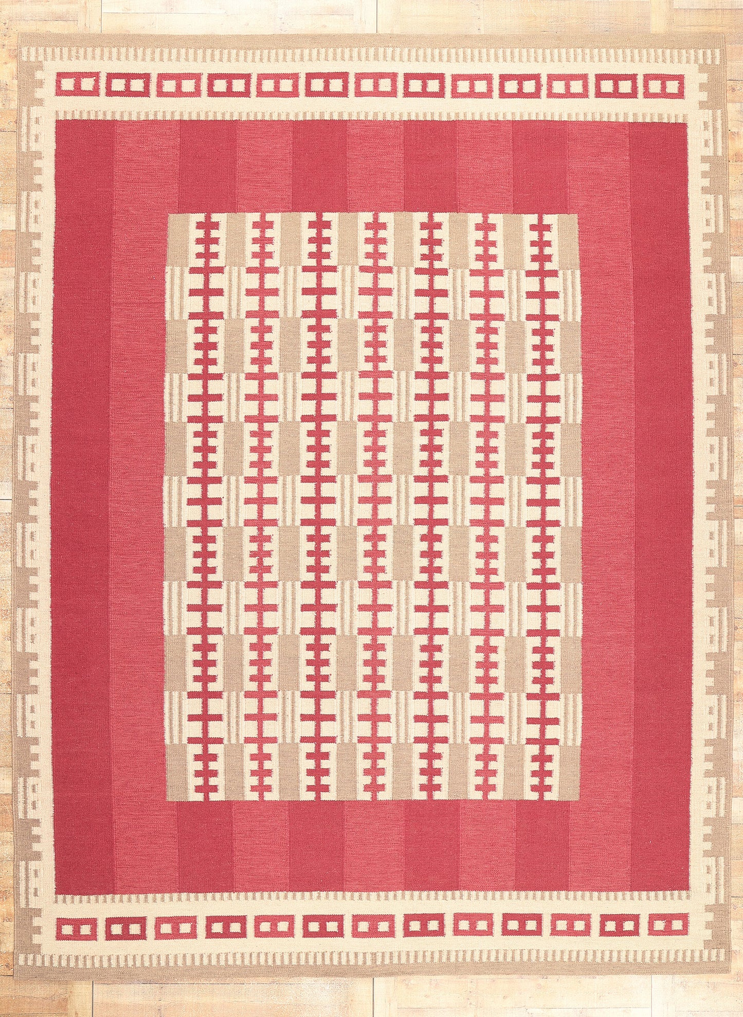 10 x 14 Scandinavian Modern Swedish Inspired Kilim Rug 30977