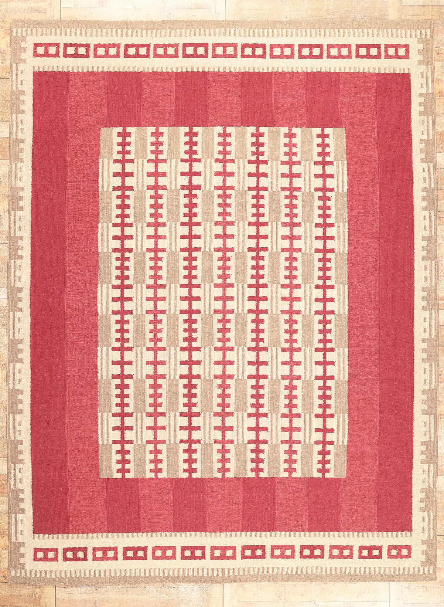 10 x 14 Scandinavian Modern Swedish Inspired Kilim Rug 30977