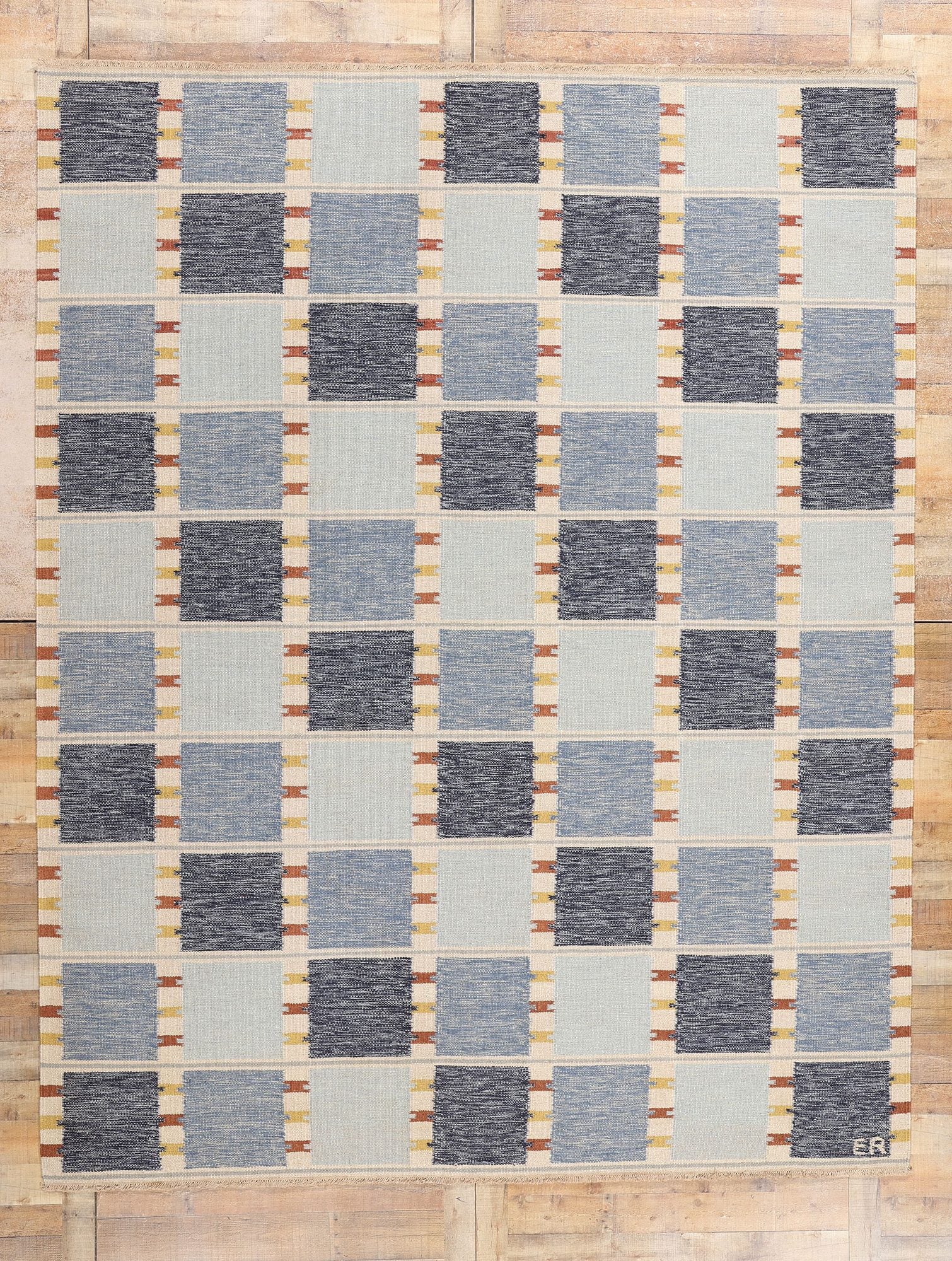 9 x 12 Scandinavian Modern Swedish Inspired Kilim Rug 31124