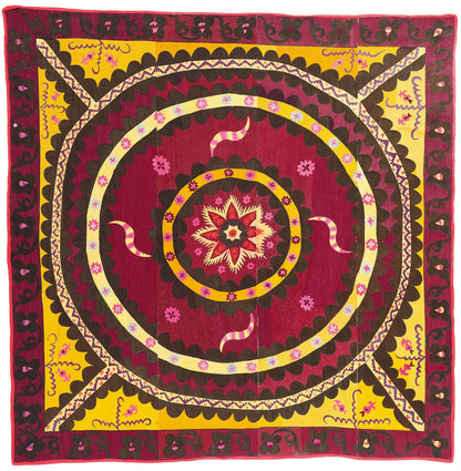 8 x 8 Antique Uzbek Suzani Tapestry 78843