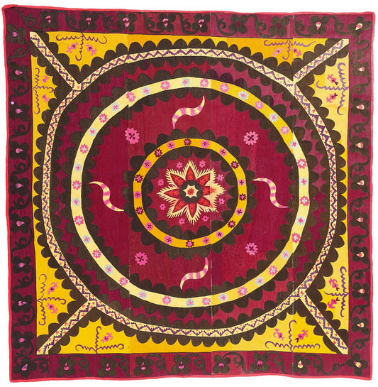 8 x 8 Antique Uzbek Suzani Tapestry 78843