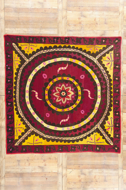 8 x 8 Antique Uzbek Suzani Tapestry 78843