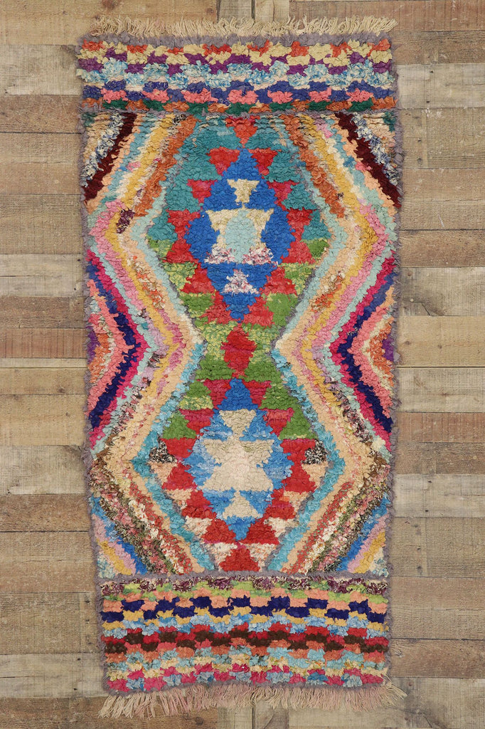 3 x 6 Vintage Boucherouite Moroccan Rug 21583