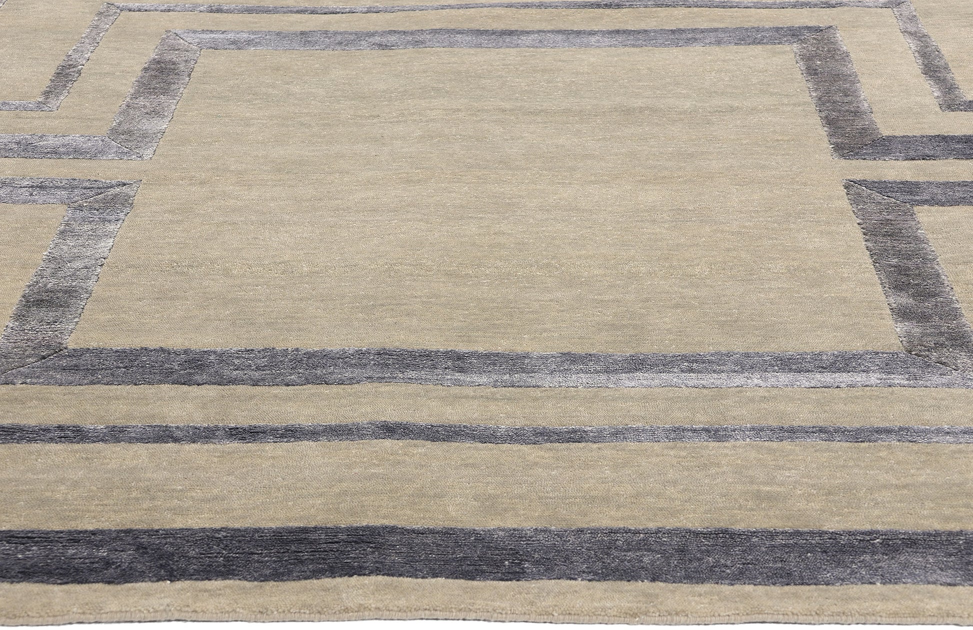 9 x 12 Contemporary Art Deco High-Low Wool and Silk Rug 31008