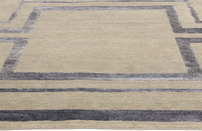 9 x 12 Contemporary Art Deco High-Low Wool and Silk Rug 31008
