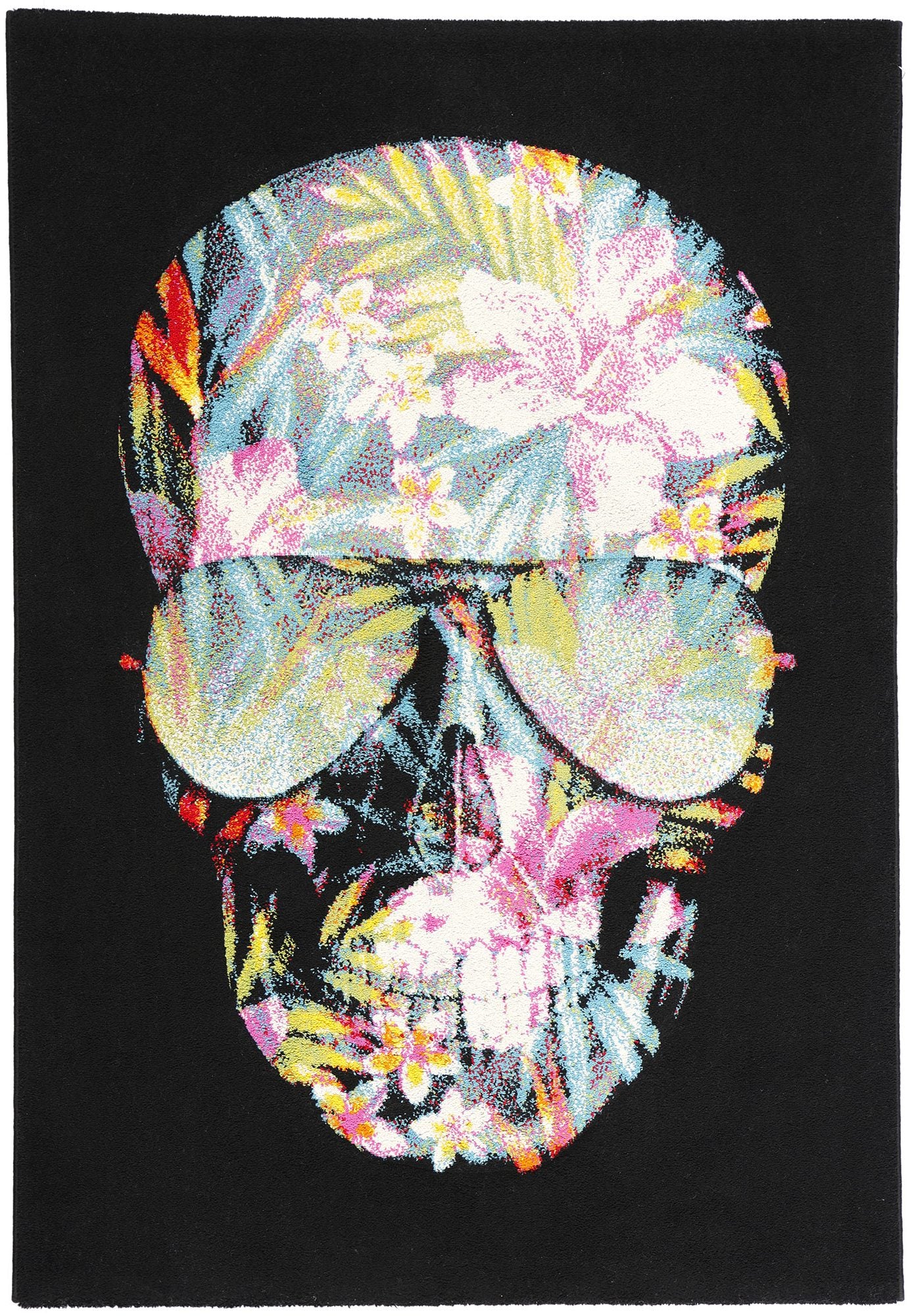 4 x 6 Tropical Black Swedish Pompeo Skull Rug 78829