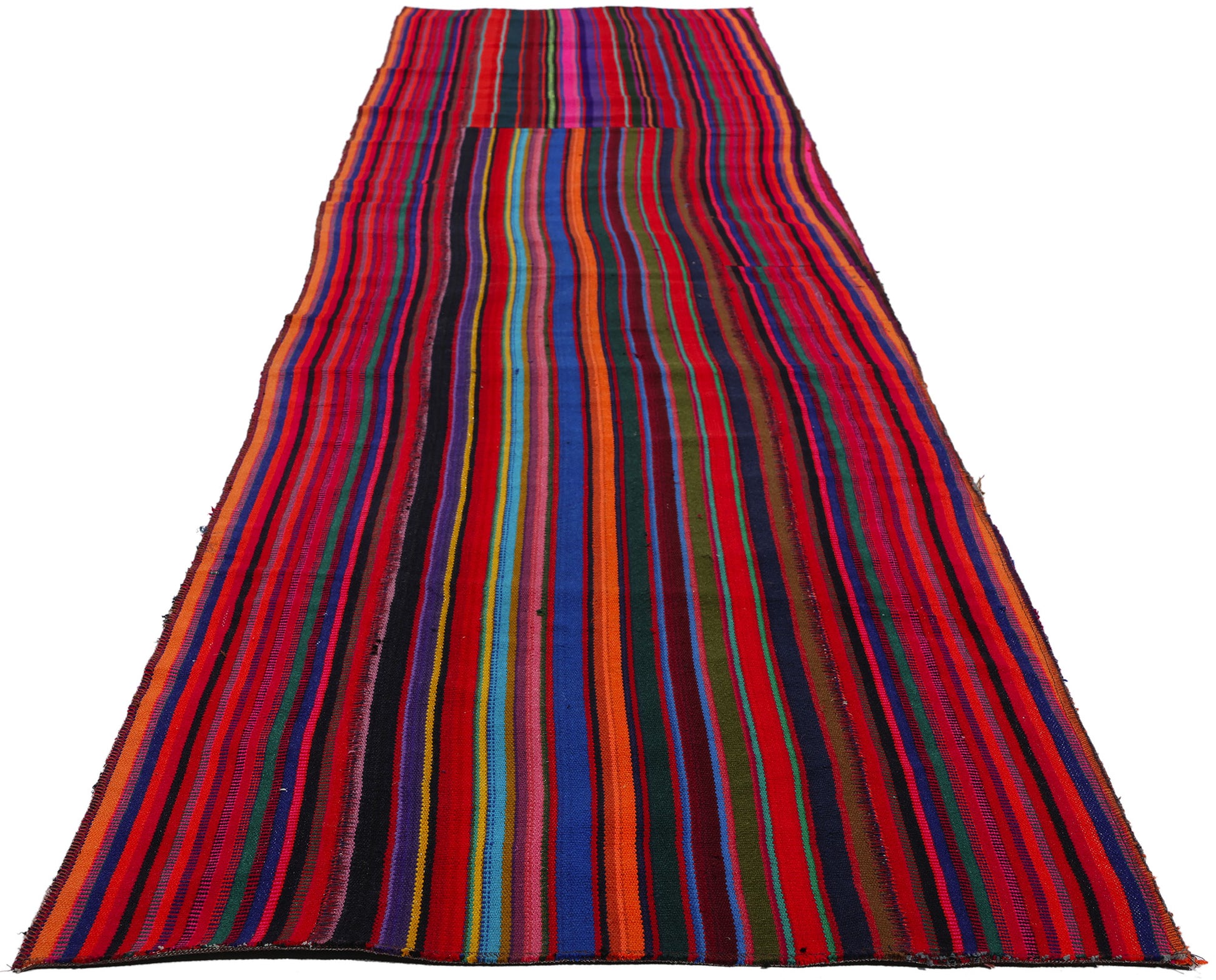2 x 13 Vintage Turkish Striped Kilim Rug 78741