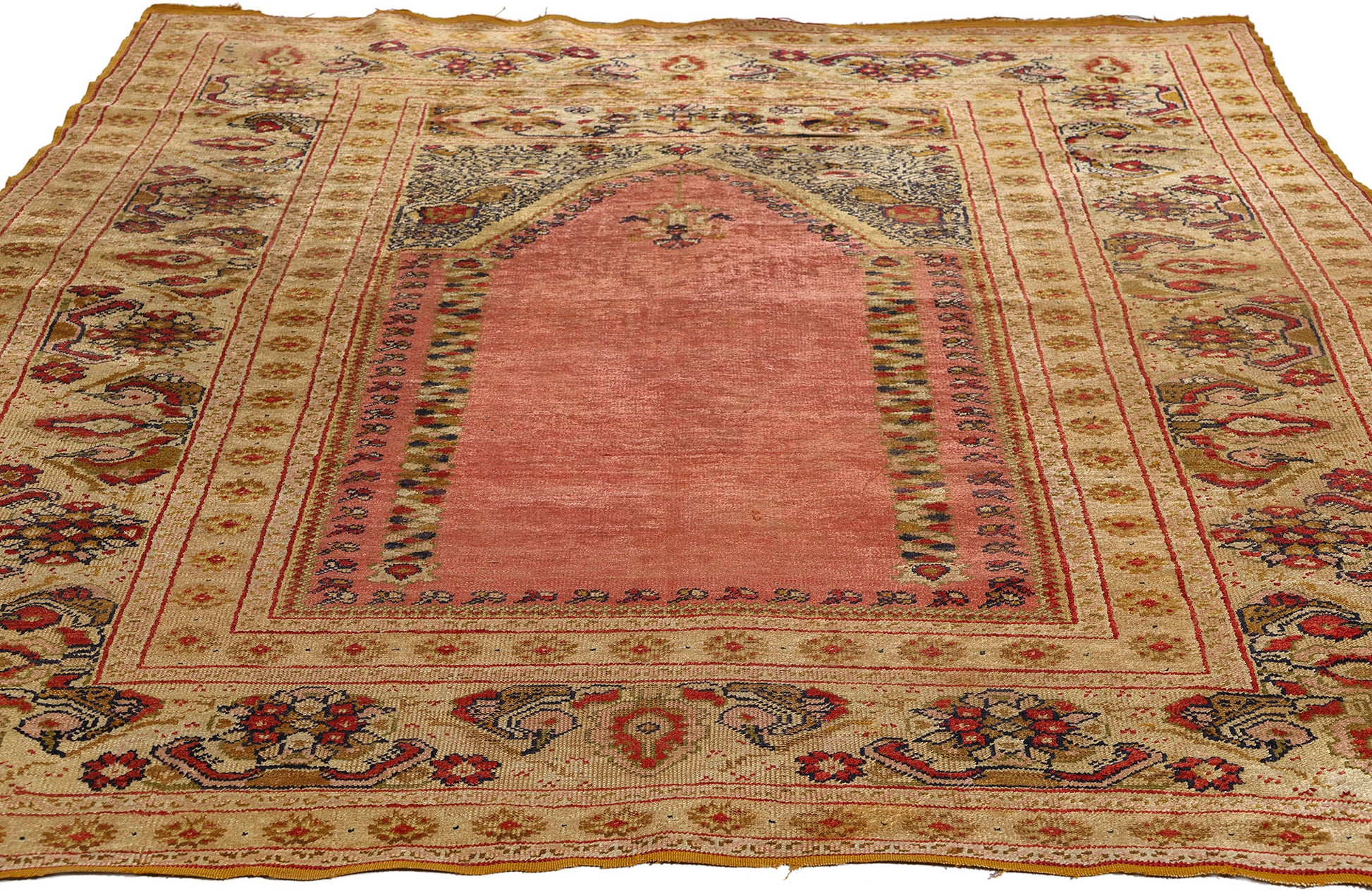 4 x 5 Antique Turkish Ghiordes Silk Prayer Rug 78738
