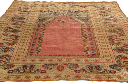4 x 5 Antique Turkish Ghiordes Silk Prayer Rug 78738