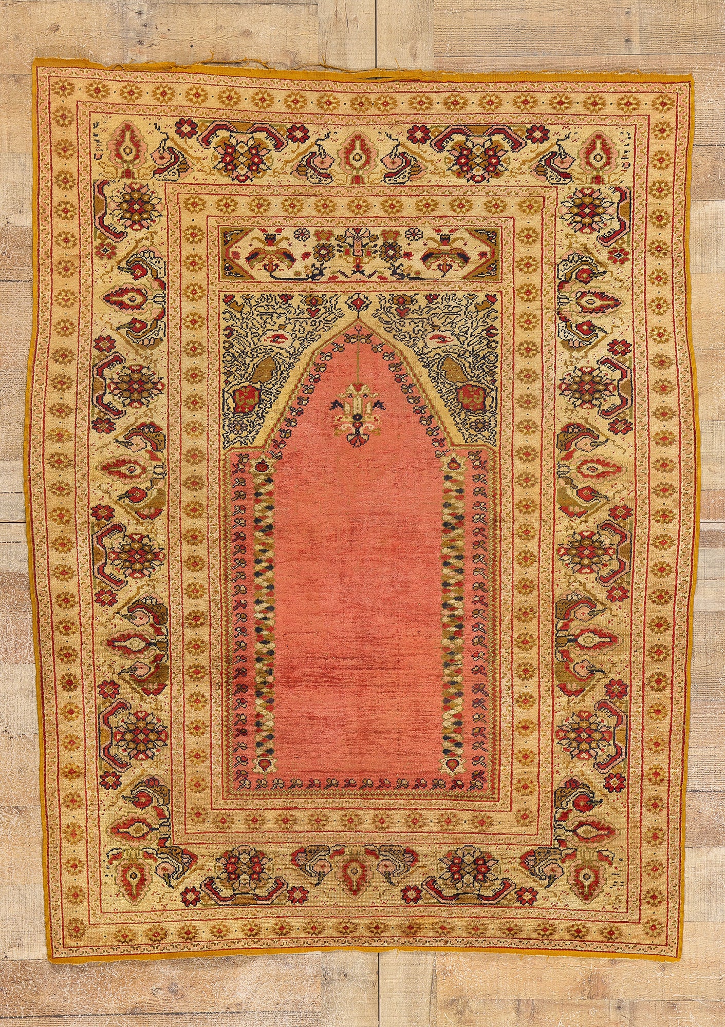 4 x 5 Antique Turkish Ghiordes Silk Prayer Rug 78738