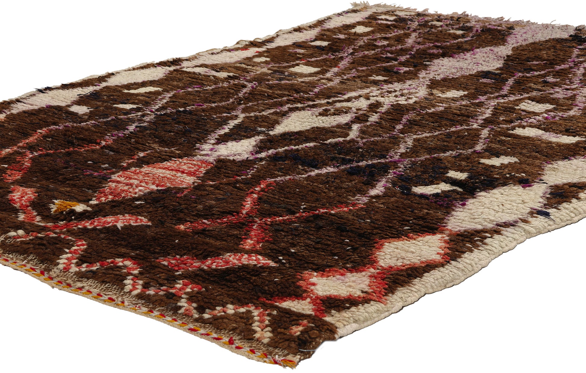 4 x 6 Vintage Brown Moroccan Azilal Rug 21768