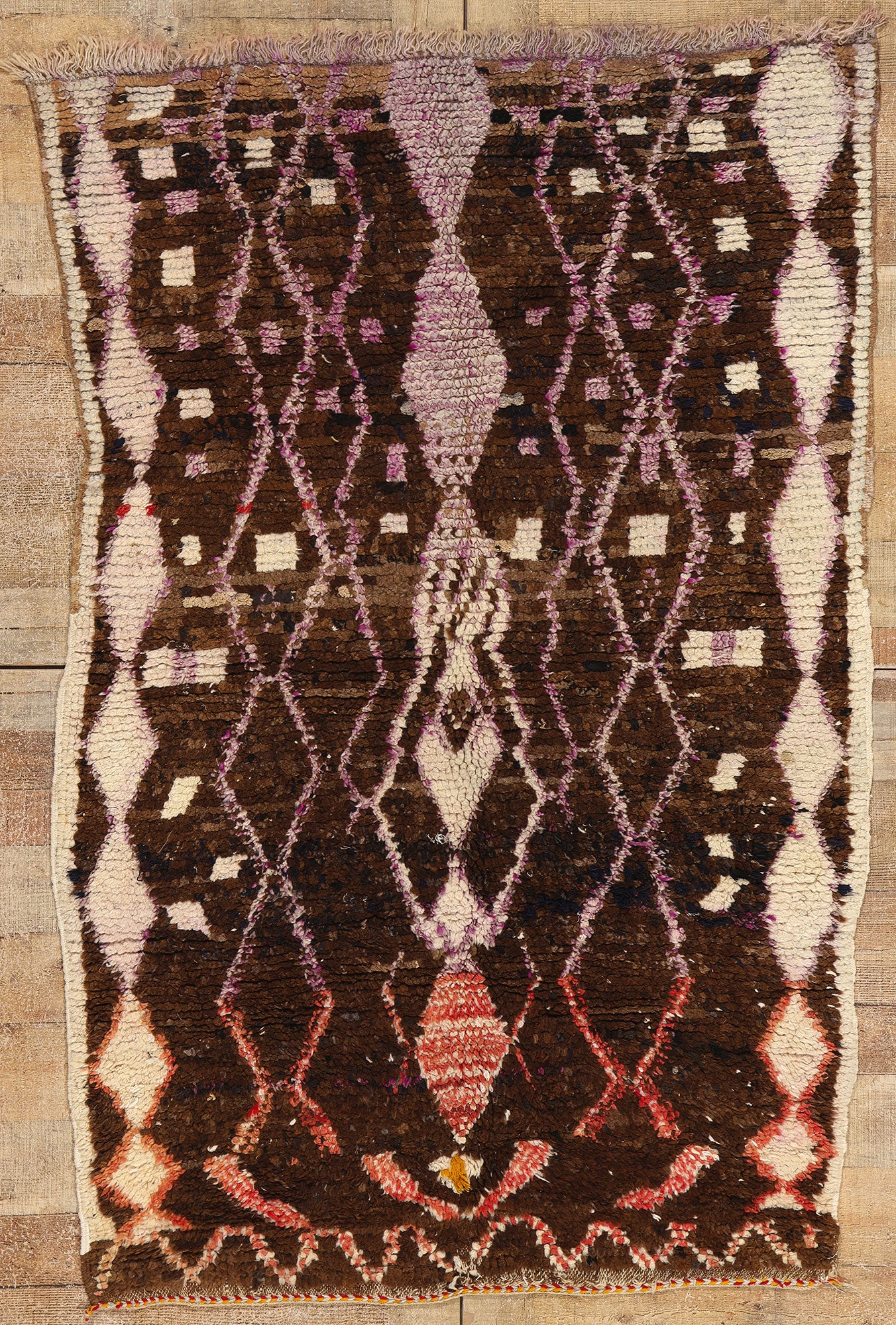 4 x 6 Vintage Brown Moroccan Azilal Rug 21768