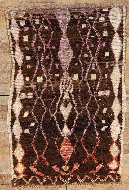 4 x 6 Vintage Brown Moroccan Azilal Rug 21768