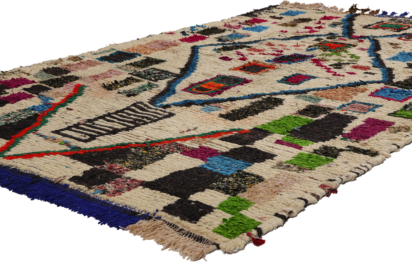 4 x 7 Colorful Vintage Moroccan Azilal Rag Rug 21836