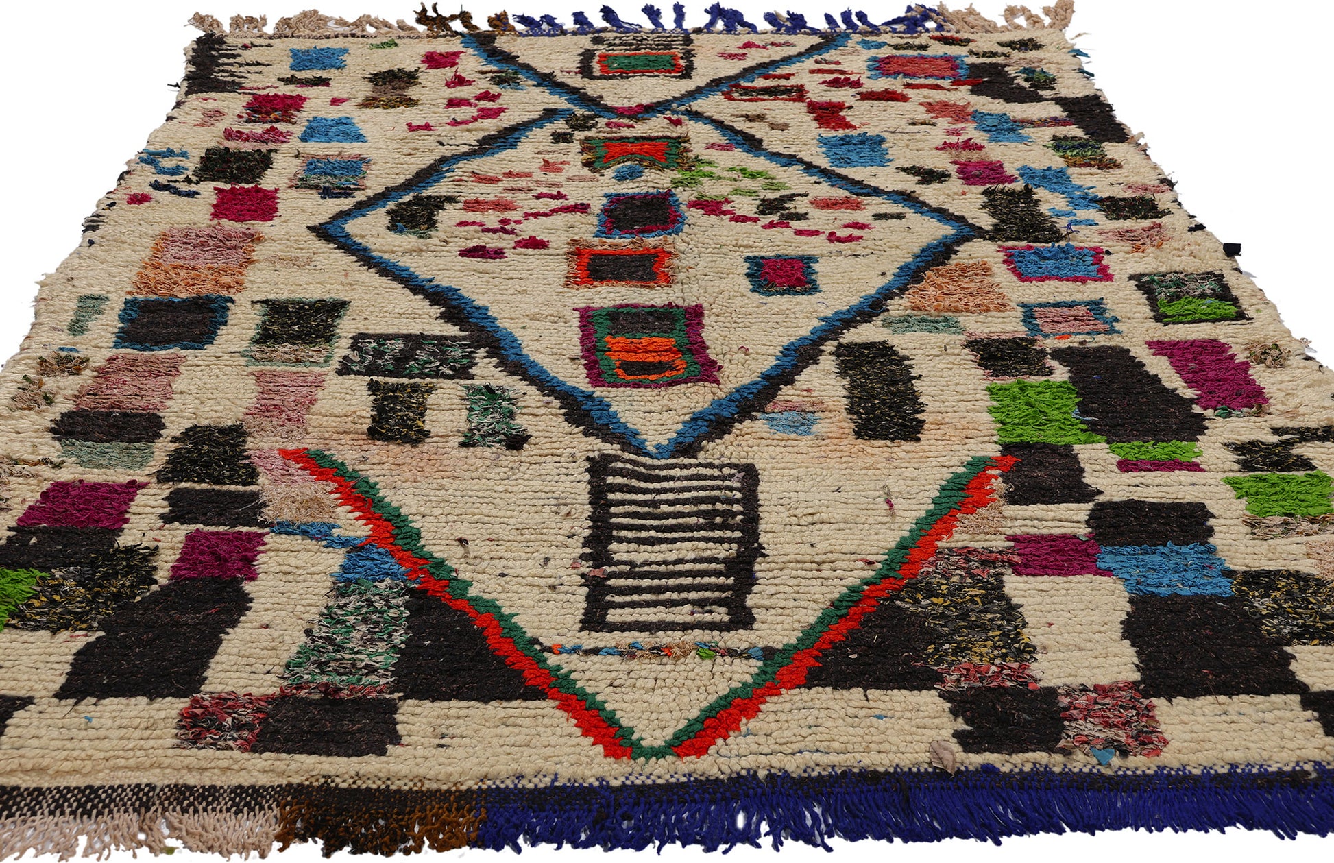 4 x 7 Colorful Vintage Moroccan Azilal Rag Rug 21836