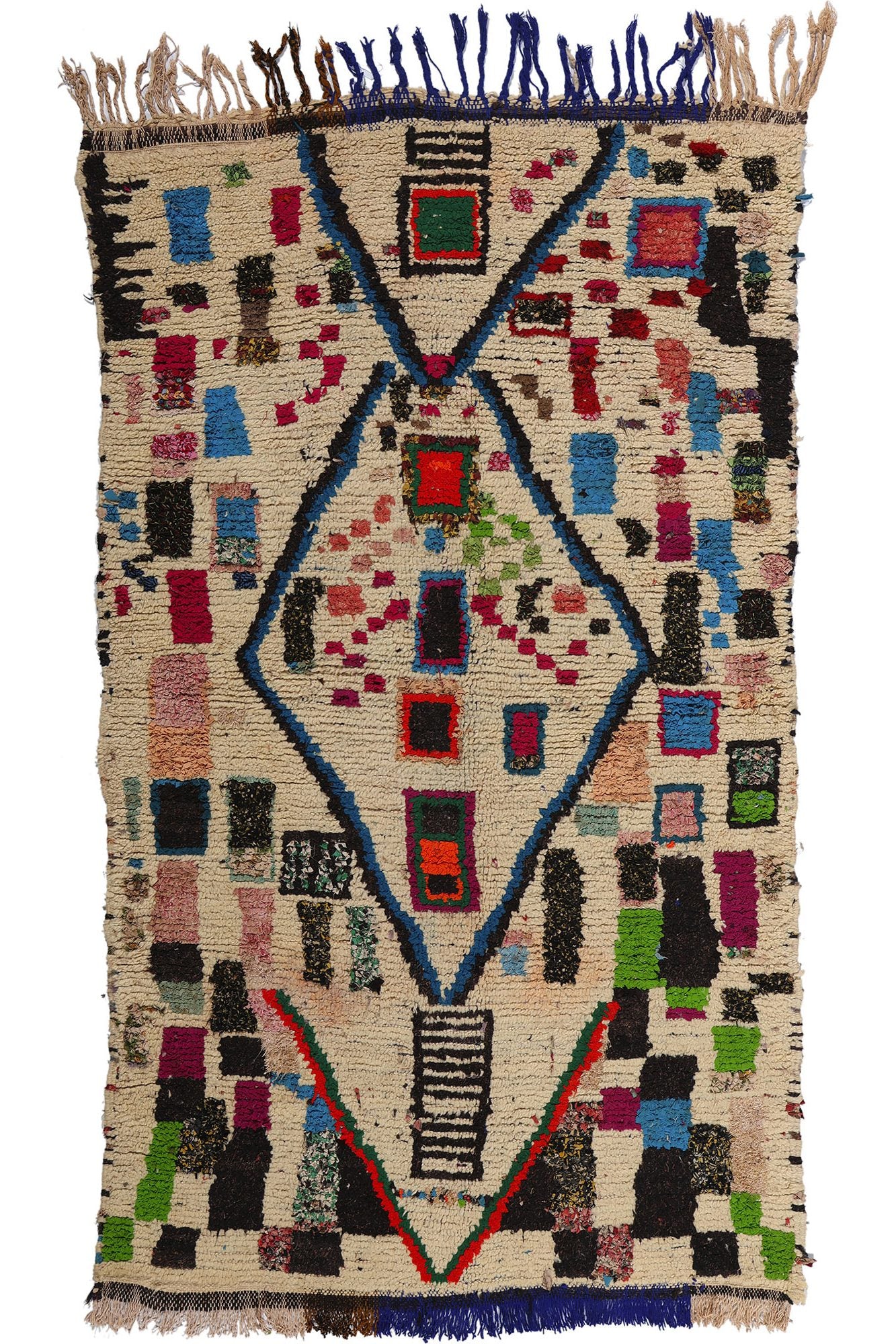 4 x 7 Colorful Vintage Moroccan Azilal Rag Rug 21836