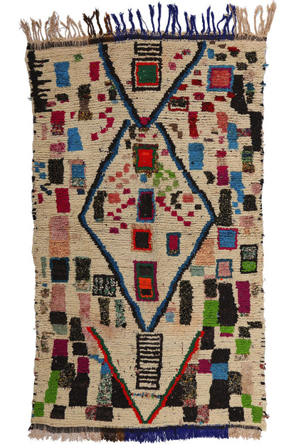 4 x 7 Colorful Vintage Moroccan Azilal Rag Rug 21836