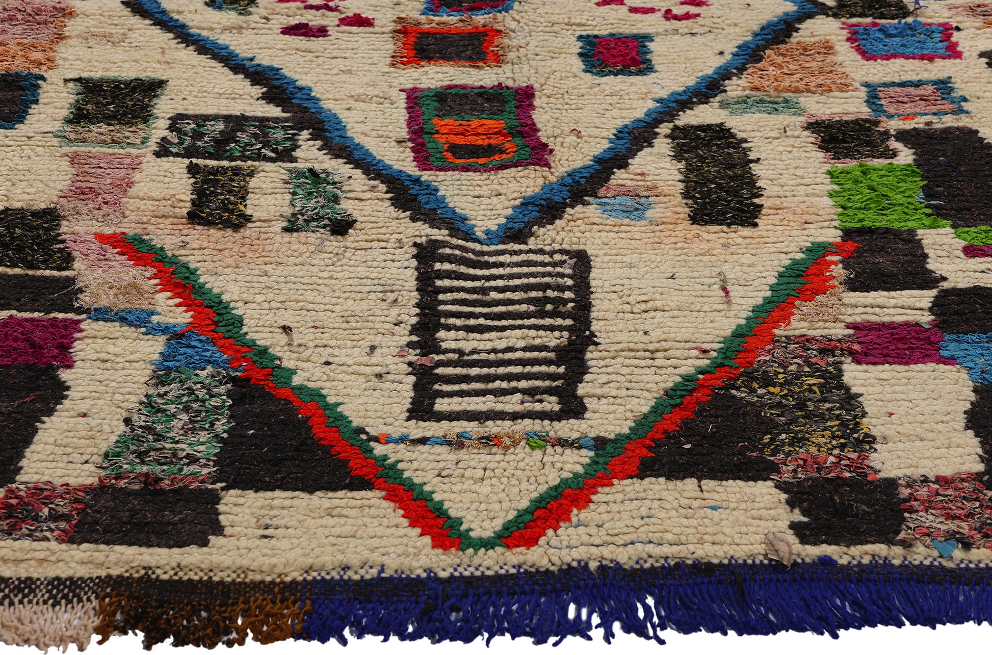 4 x 7 Colorful Vintage Moroccan Azilal Rag Rug 21836