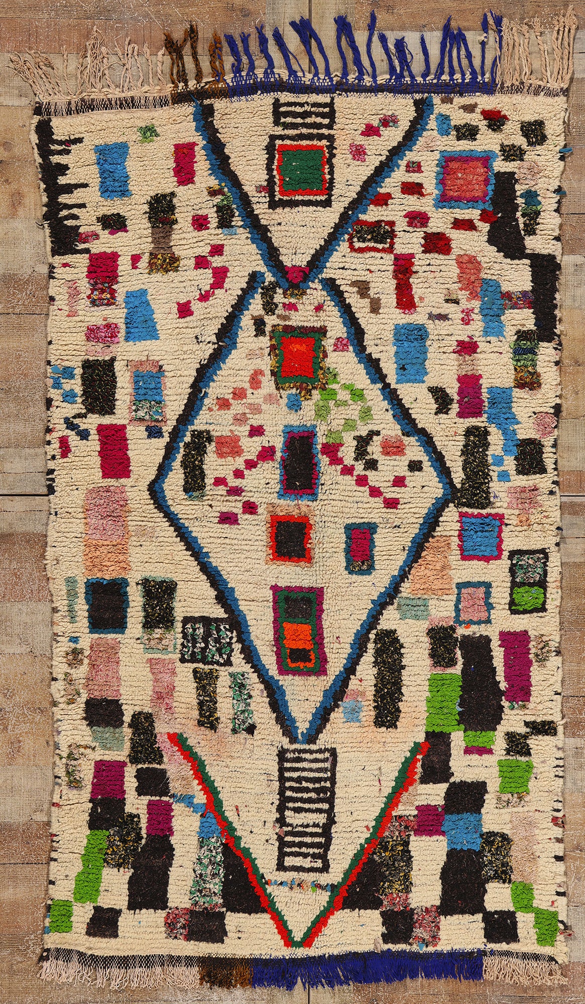 4 x 7 Colorful Vintage Moroccan Azilal Rag Rug 21836