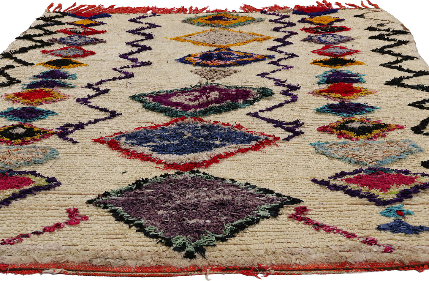 5 x 7 Colorful Vintage Moroccan Azilal Rag Rug 21792