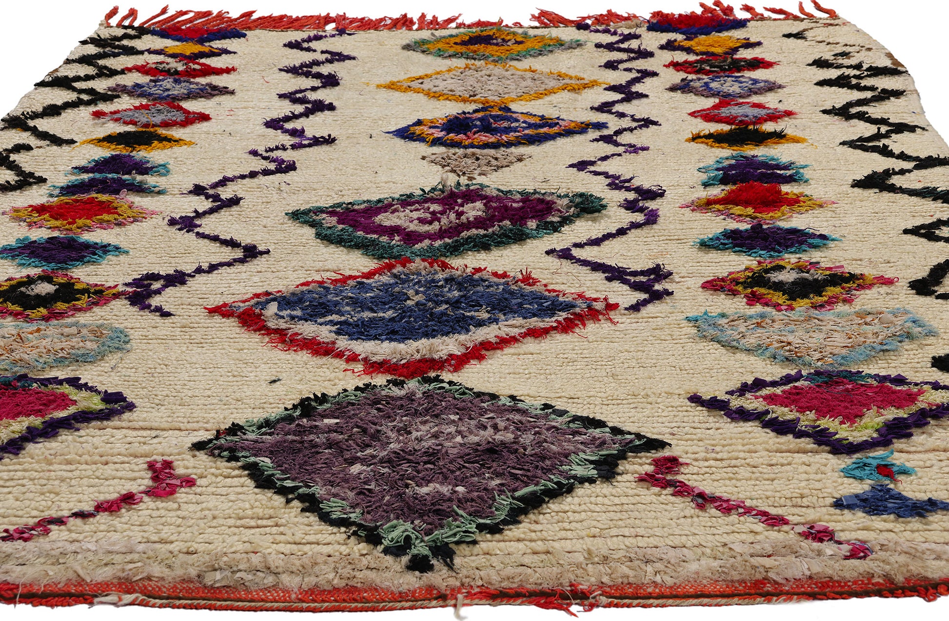 5 x 7 Colorful Vintage Moroccan Azilal Rag Rug 21792