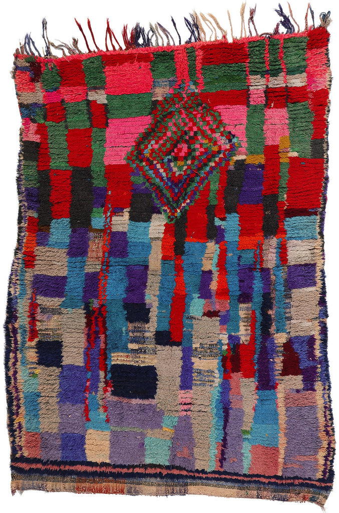 5 x 7 Colorful Vintage Moroccan Azilal Rag Rug 21742