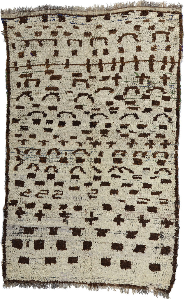 5 x 8 Vintage Neutral Moroccan Azilal Rag Rug 21817