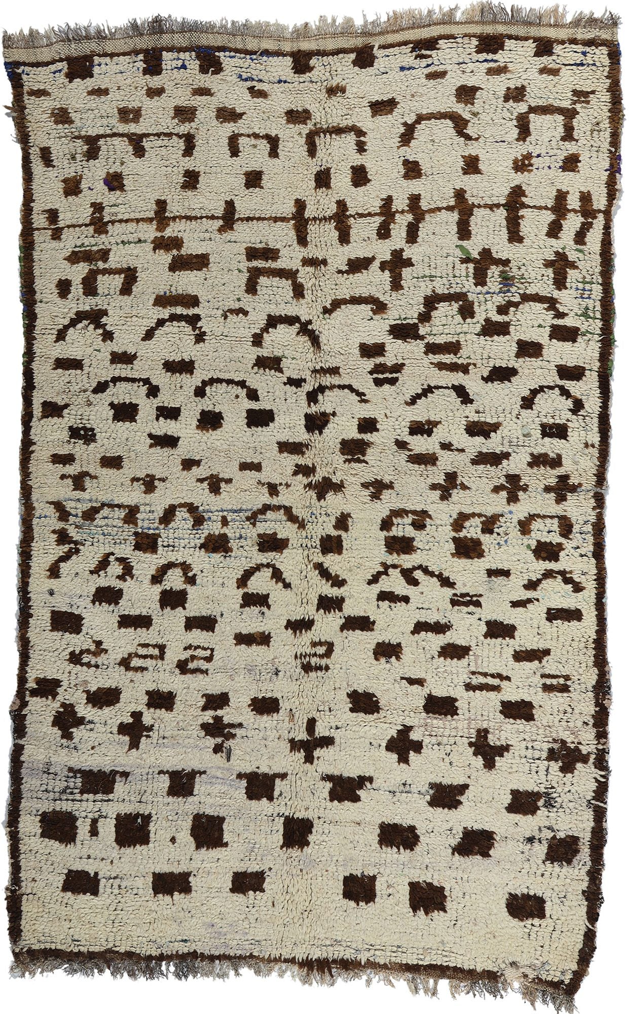 5 x 8 Vintage Neutral Moroccan Azilal Rag Rug 21817