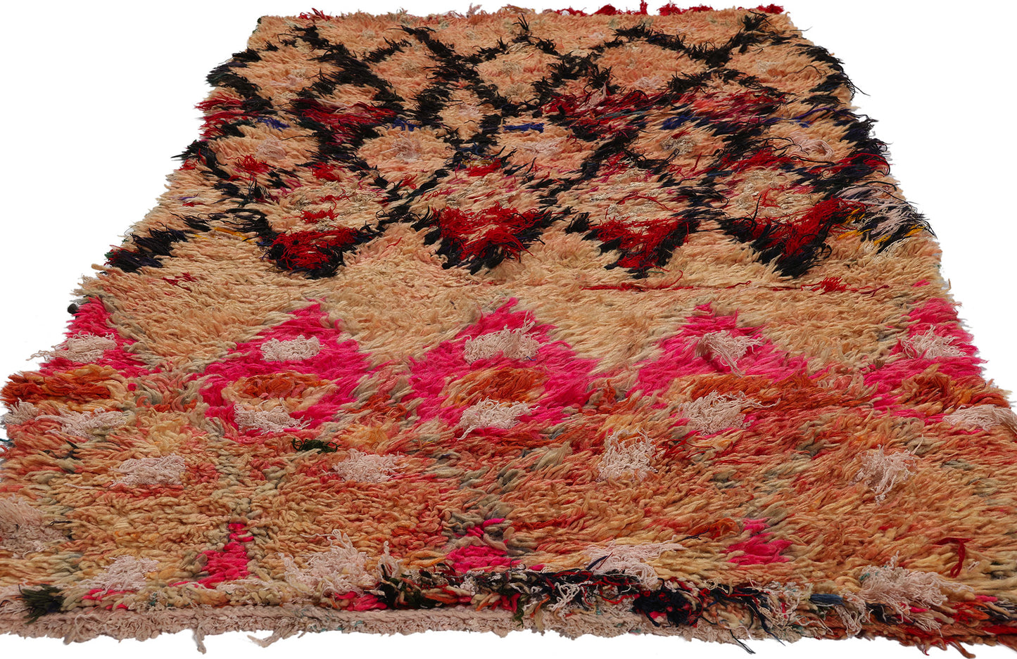 3 x 7 Vintage Orange Moroccan Azilal Rag Rug 21784
