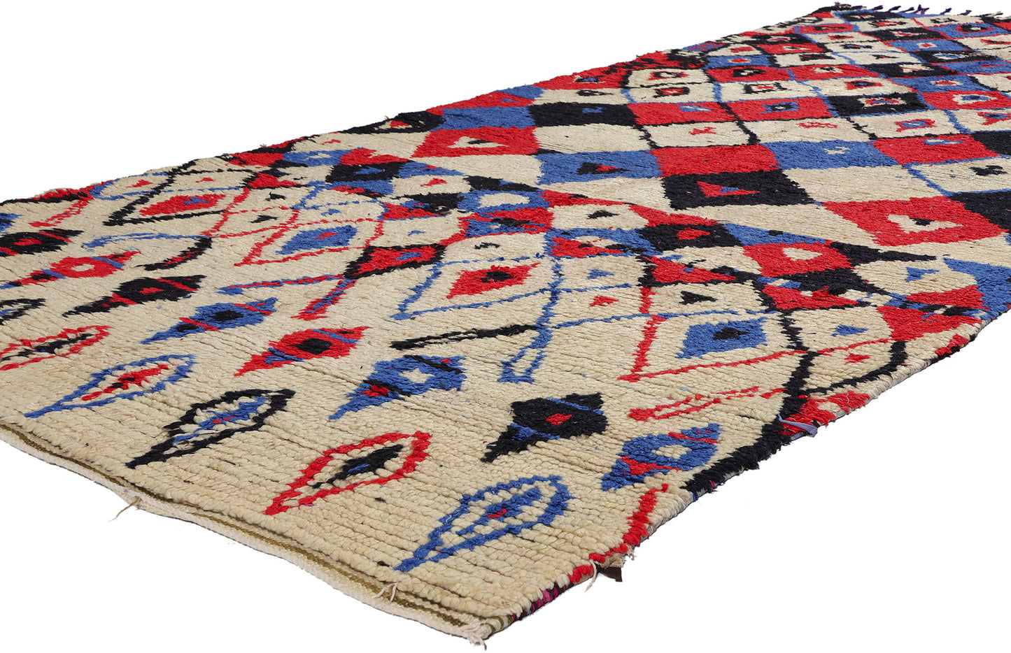 4 x 10 Colorful Vintage Moroccan Azilal Rag Rug 21739