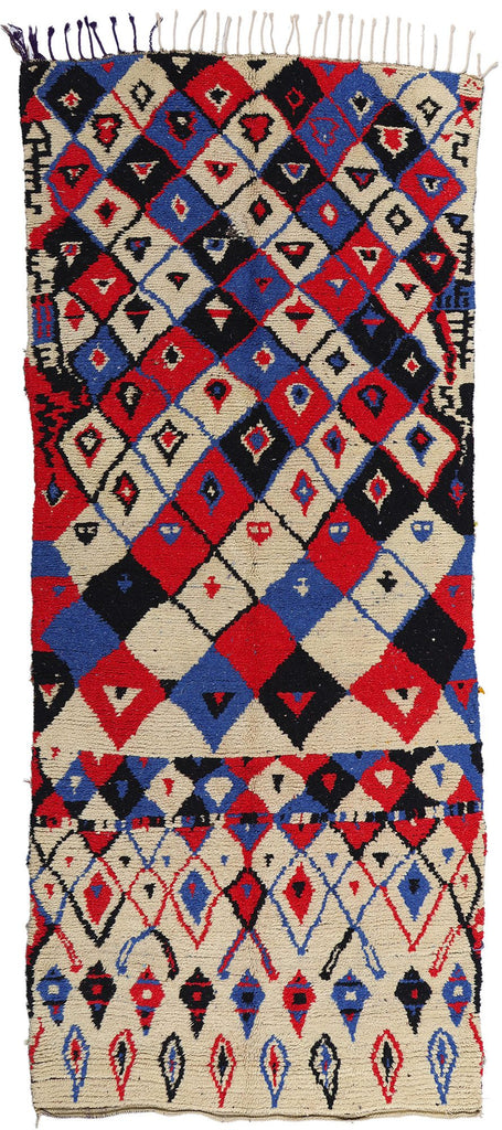4 x 10 Colorful Vintage Moroccan Azilal Rag Rug 21739