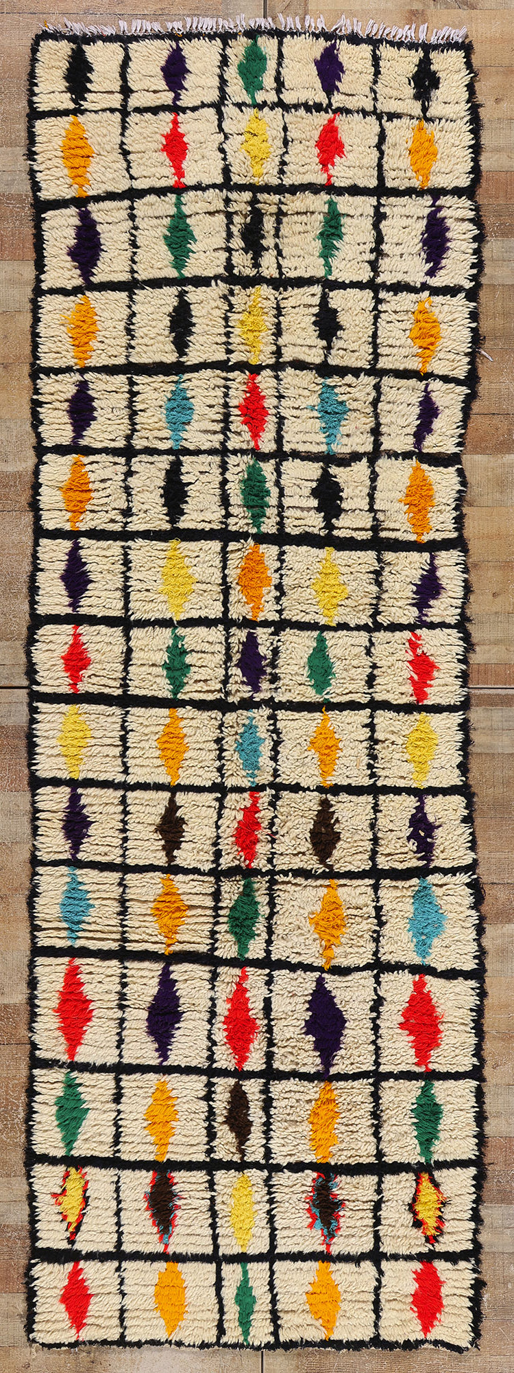4 x 11 Colorful Vintage Moroccan Azilal Rug 21805