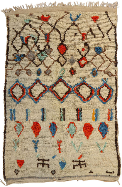 4 x 6 Colorful Vintage Moroccan Azilal Rug 21778