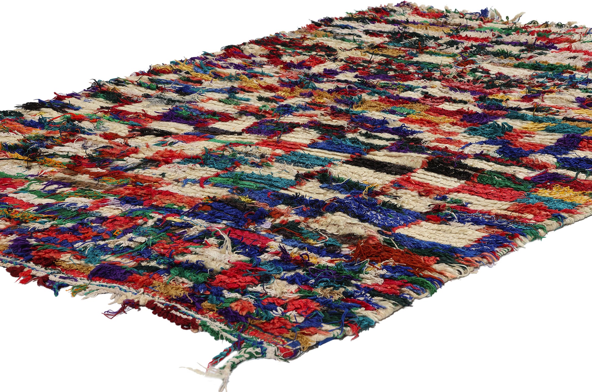 4 x 6 Vintage Checkered Moroccan Azilal Rug 21721