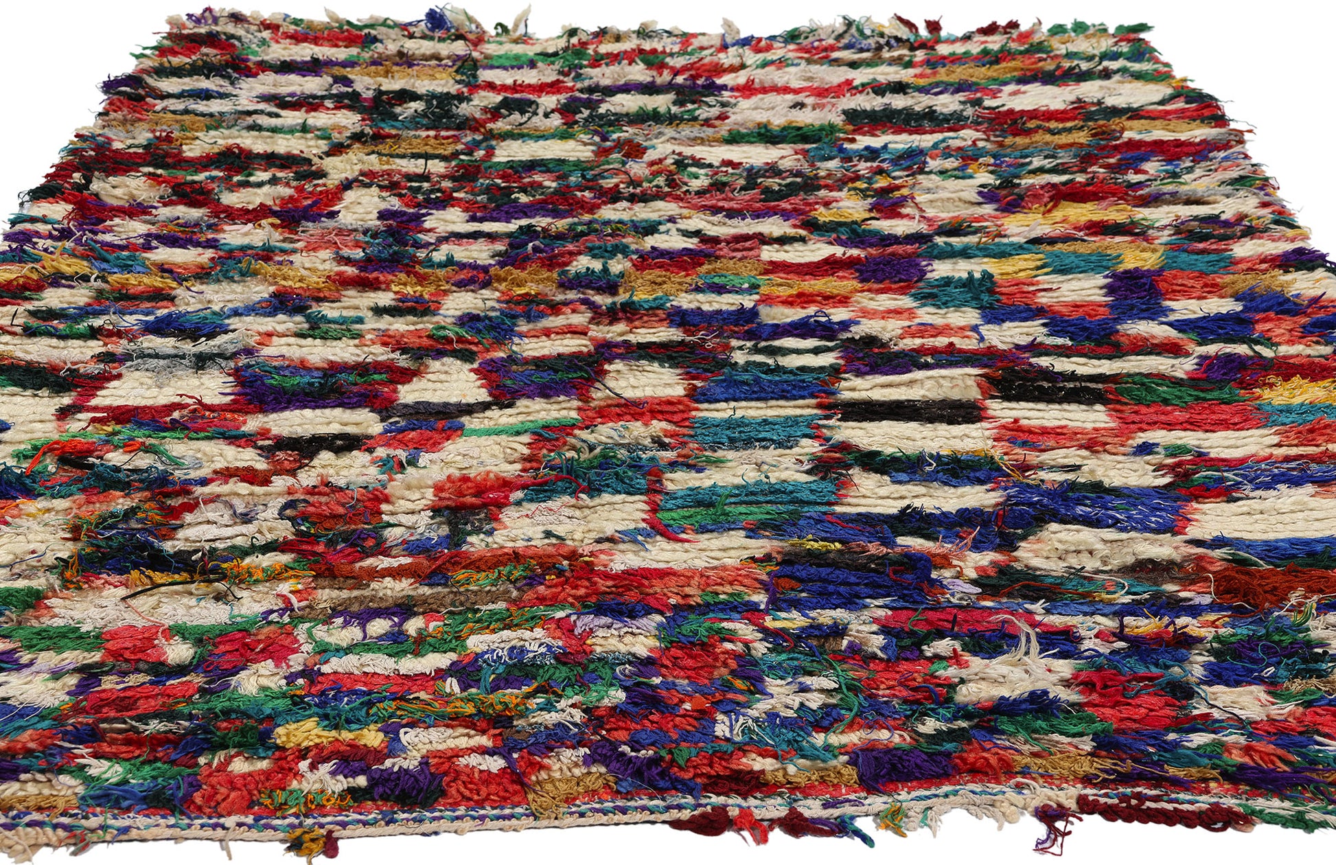 4 x 6 Vintage Checkered Moroccan Azilal Rug 21721