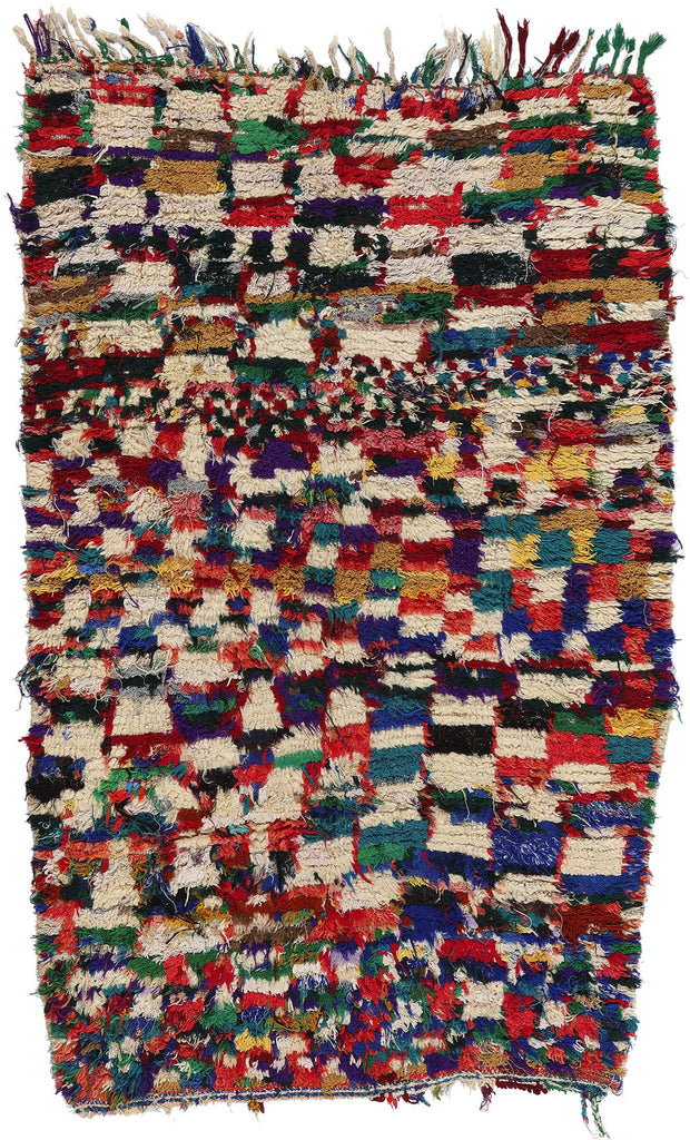 4 x 6 Vintage Checkered Moroccan Azilal Rug 21721