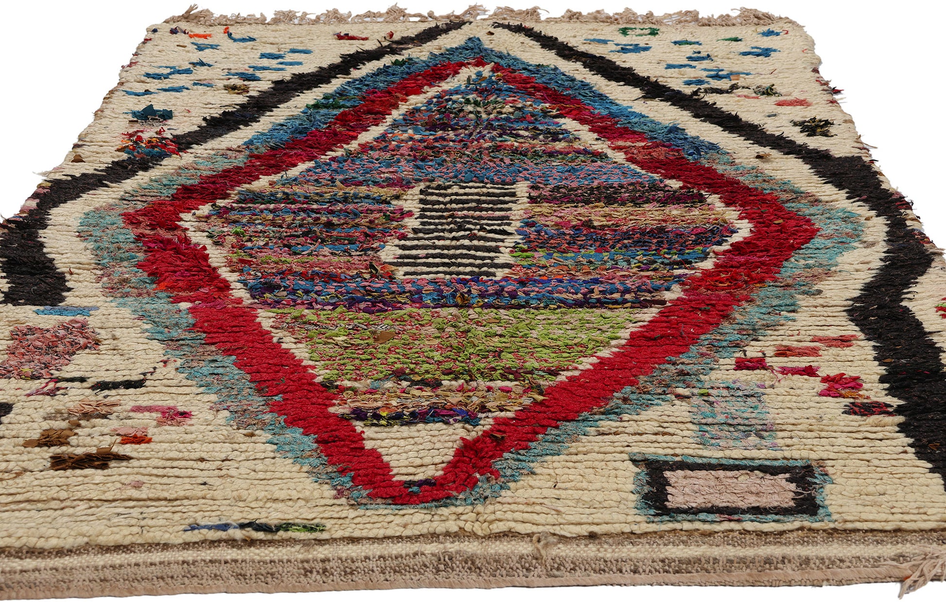 4 x 6 Colorful Vintage Morocccan Azilal Rag Rug 21722