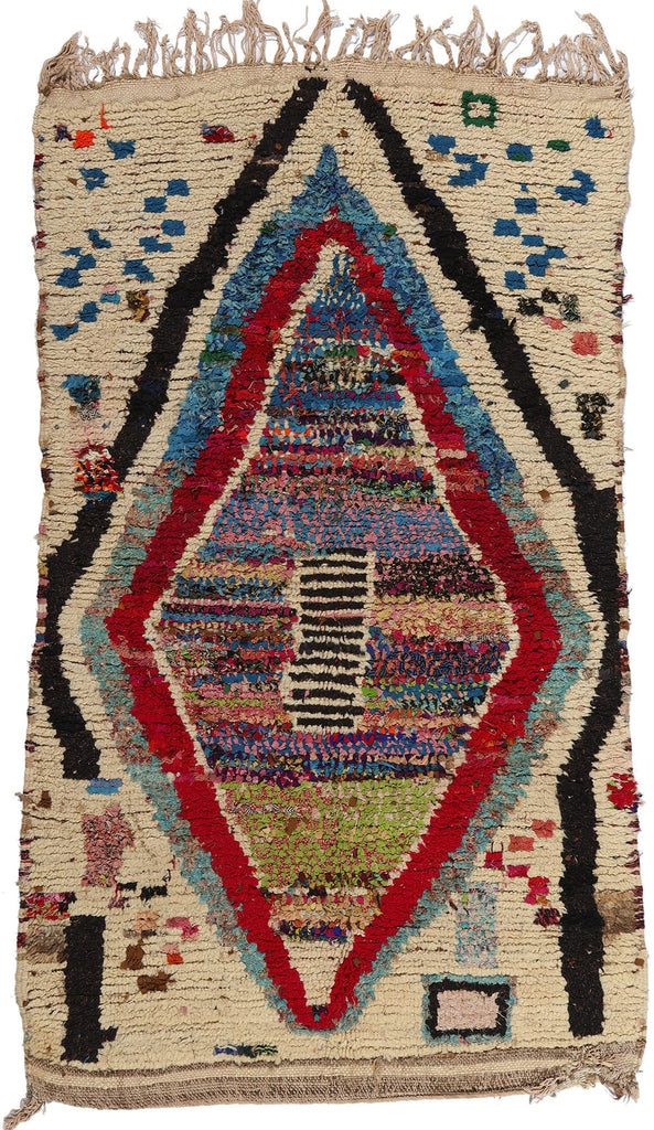 4 x 6 Colorful Vintage Morocccan Azilal Rag Rug 21722