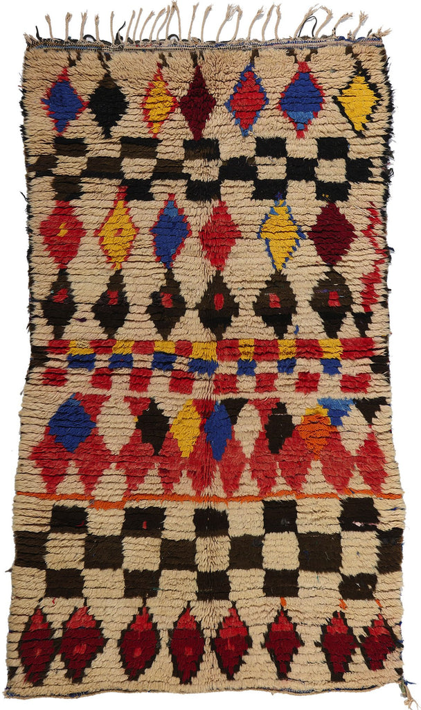 4 x 7 Colorful Vintage Moroccan Azilal Rag Rug 21783