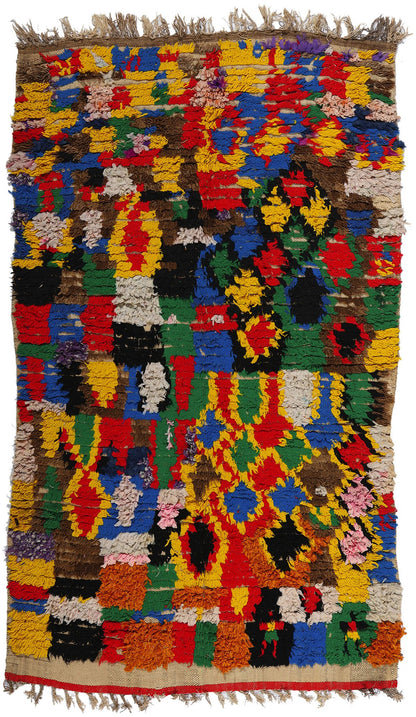 4 x 7 Colorful Vintage Moroccan Azilal Rag Rug 21738