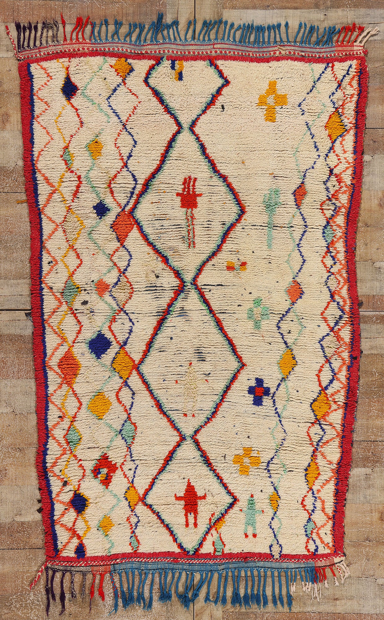 4 x 7 Colorful Vintage Moroccan Azilal Rug 21732