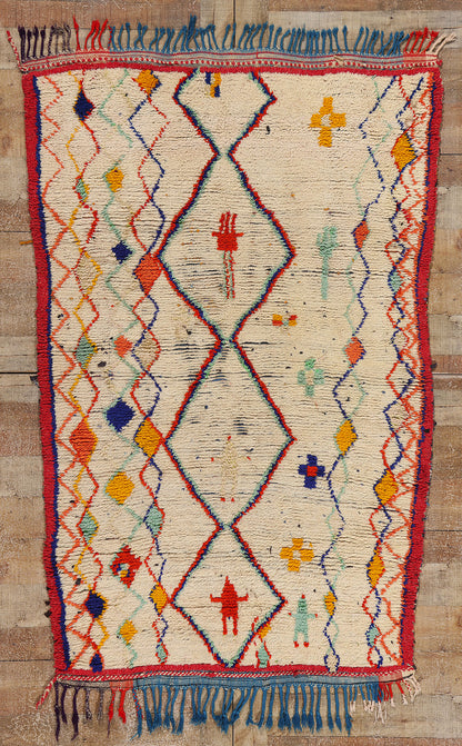 4 x 7 Colorful Vintage Moroccan Azilal Rug 21732