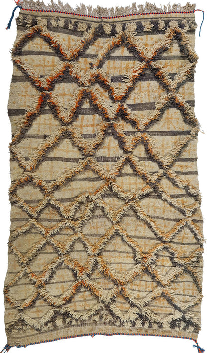 4 x 7 Vintage High-Low Moroccan Azilal Rug 21744