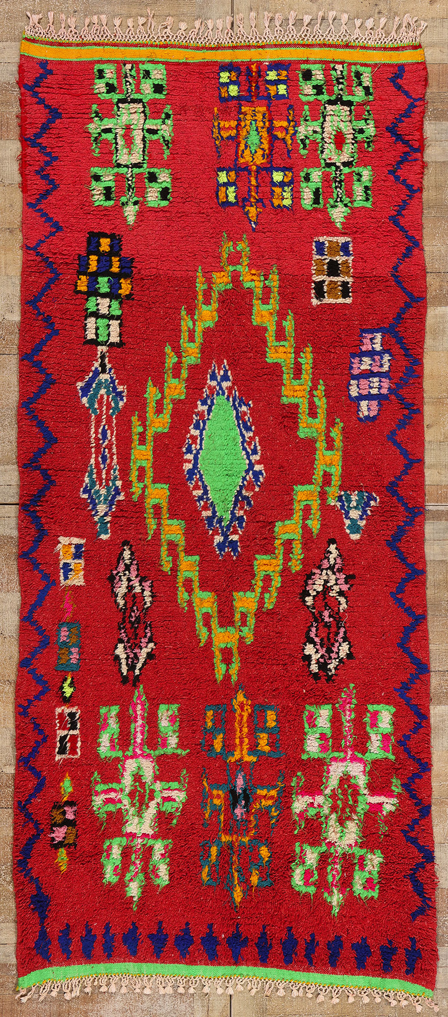 4 x 9 Vintage Red Moroccan Azilal Rug 21807
