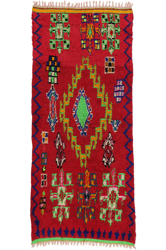 4 x 9 Vintage Red Moroccan Azilal Rug 21807