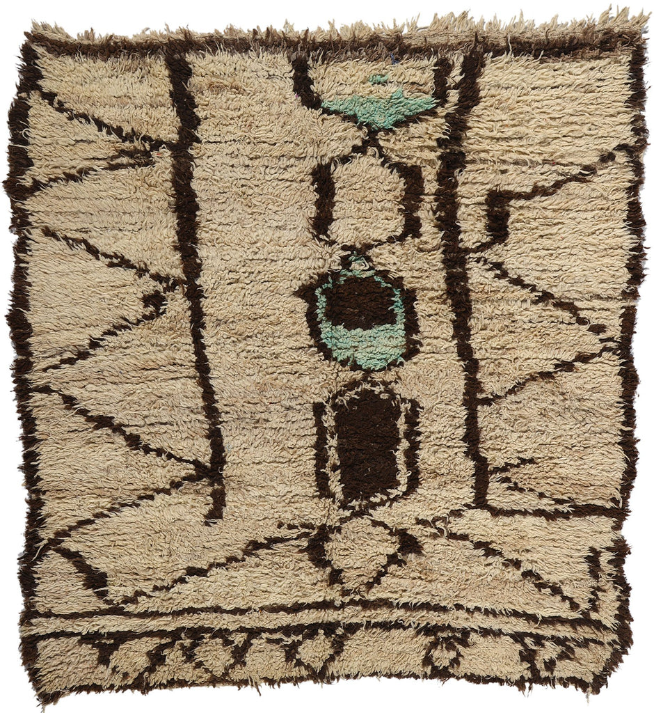 5 x 5 Vintage Neutral Moroccan Azilal Rug 21763