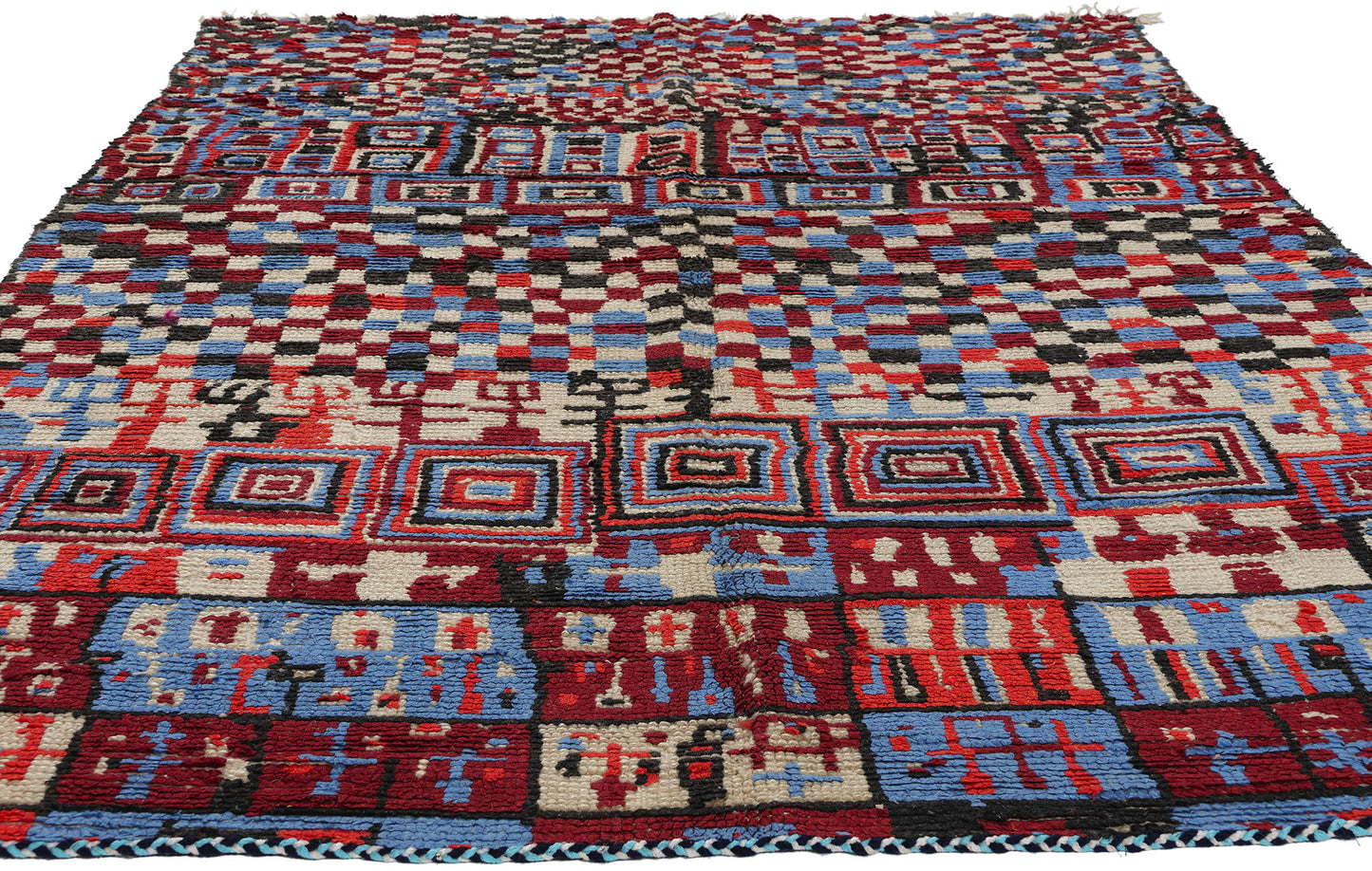 5 x 8 Vintage Checkered Moroccan Azilal Rug 21759
