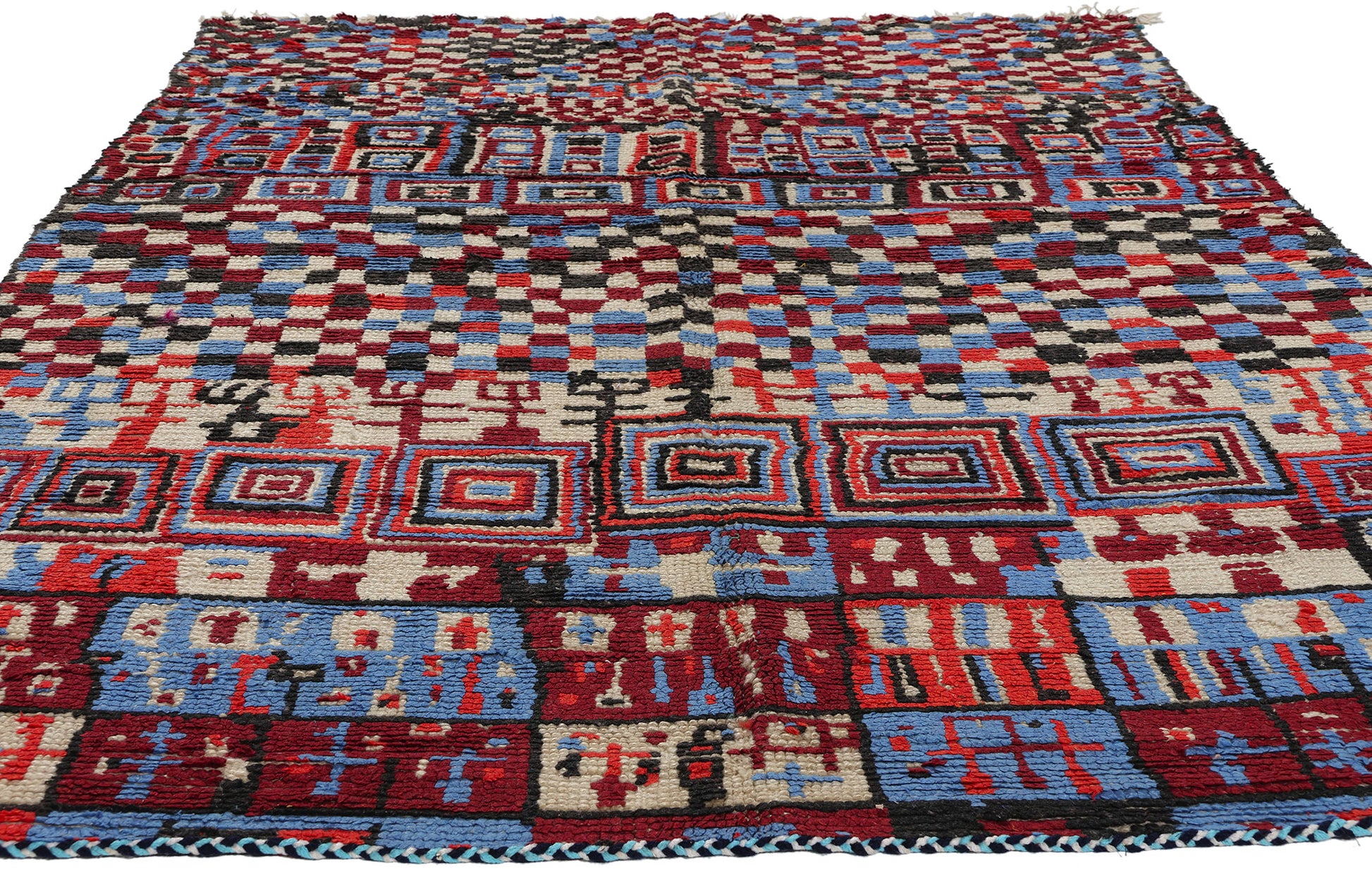 5 x 8 Vintage Checkered Moroccan Azilal Rug 21759