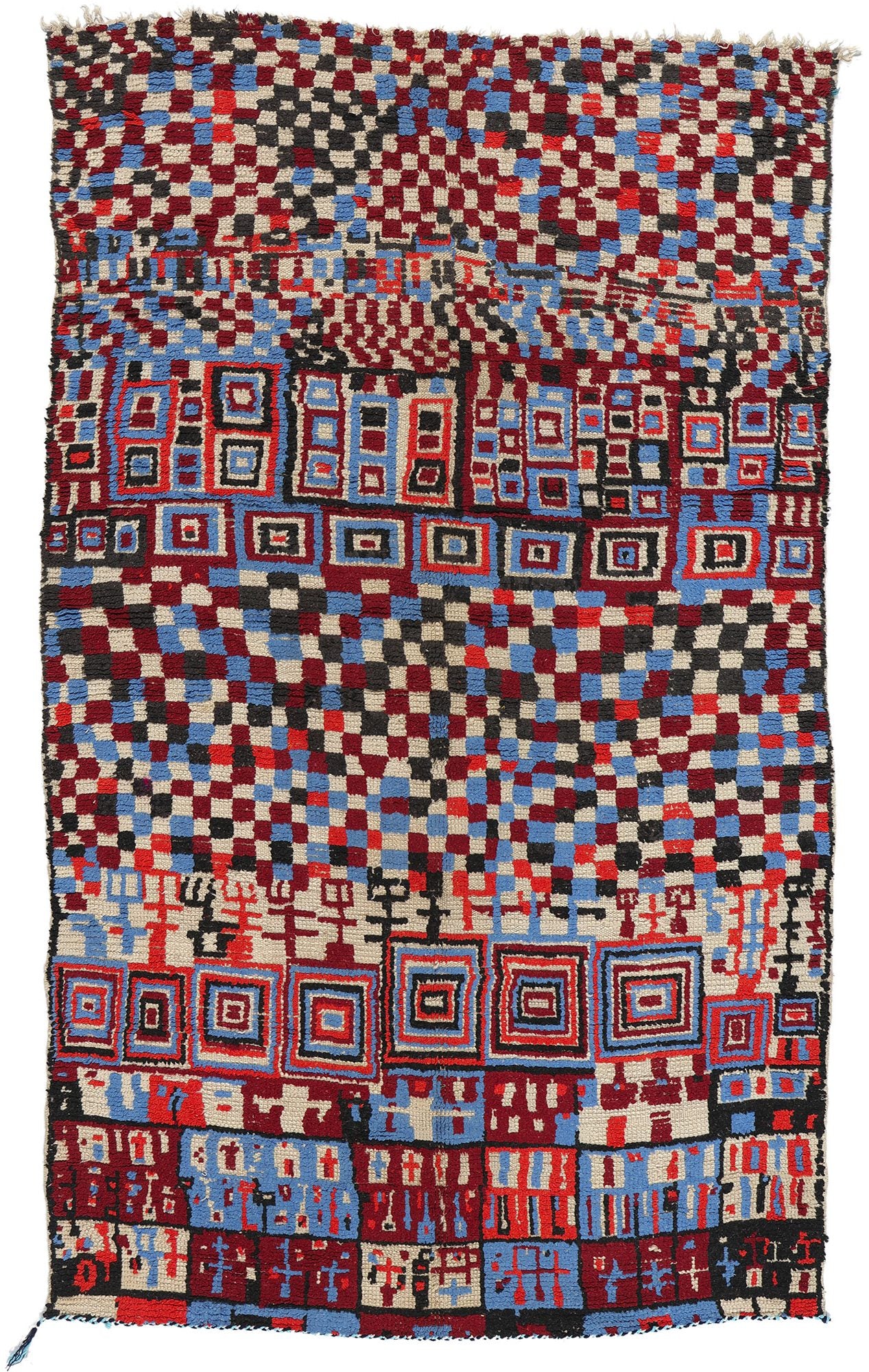 5 x 8 Vintage Checkered Moroccan Azilal Rug 21759