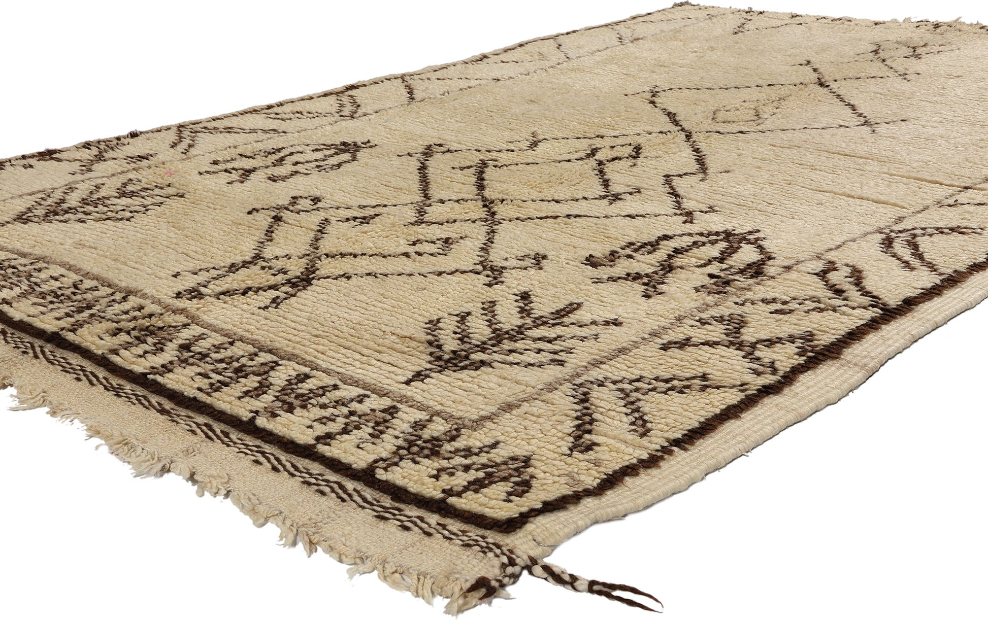 5 x 8 Vintage Neutral Moroccan Azilal Rug 21752